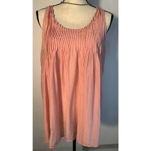 CP Shades Silk Pleated Tunic Tank Blouse Peach Orange Sleeveless Top Size M